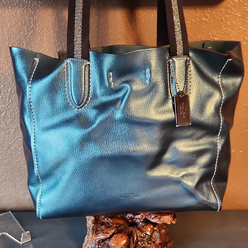 Coach Viridian Metalic Teal Derby Tote